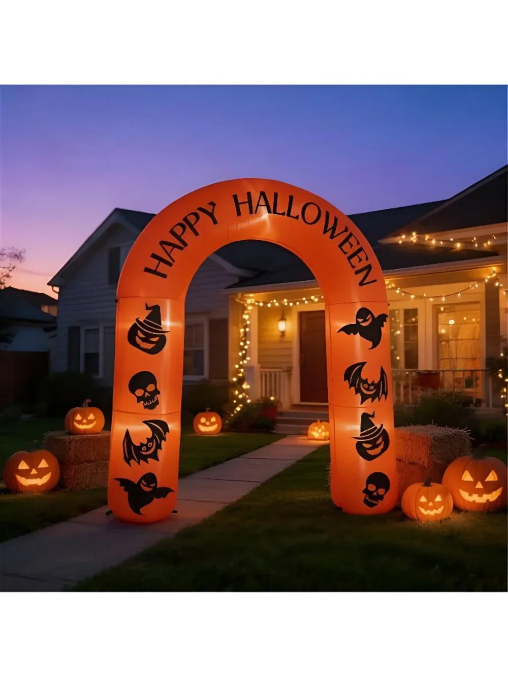 7.5FT Halloween Inflatable Archway with LED Lights, Happy Halloween Blow up